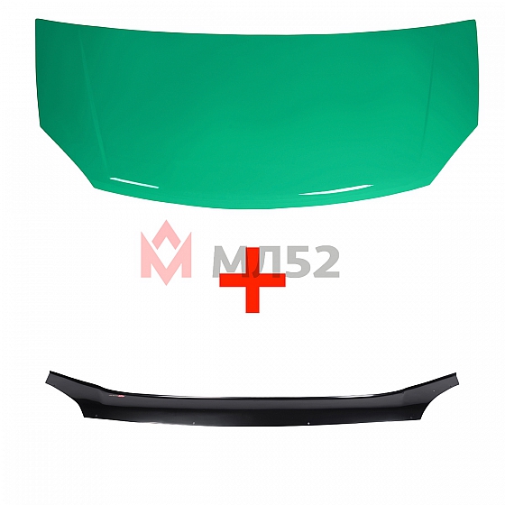 Капот зеленый (Кипр) + Дефлектор капота черный (мухобойка) (Газель Некст)