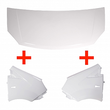 Капот белый + Крылья передние пластмассовые окрашенные белые комплект (Газель Некст)