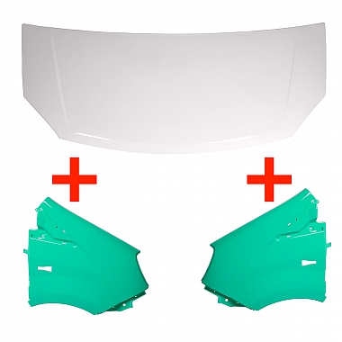 Капот белый + Крылья передние пластмассовые окрашенные комплект (Газель Некст)